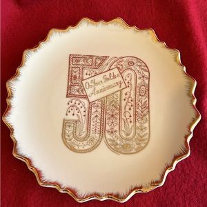 Vintage 50th Golden Anniversary Collector's Plate Gold Trim Scalloped Edge 7"